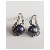 Sterling silver, diamond and Tahitian pearl