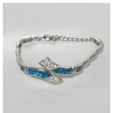 Sterling silver adjustable bracelet with clear