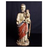 Antique carved wood poly-chromed Santos sculpture