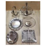 Group of silverplated fruit baskets and silver