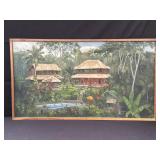 Signed framed oil on canvas Polynesian likely