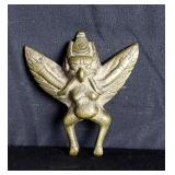Vintage brass mythical bird amulet pendant