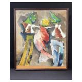 Signed framed abstract acrylic on canvas