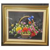 Framed floral embroidery