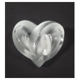 Lalique frosted crystal paperweight heart figure