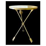 Vintage metal glass top arrow side table
