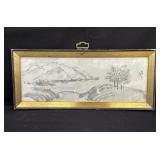 Signed framed Asian watercolor on paper