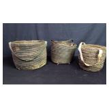 Three antique handmade baskets