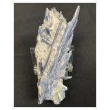 Blue kyanite and quartz crystal cluster