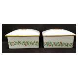 Pair of Limoges porcelain trinket box