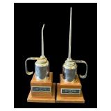 Pair of vintage soapbox derby trophies