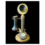 Vintage brass rotary candlestick telephone