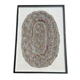 Framed, braided candy wrapper rug