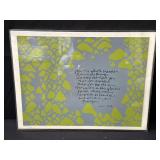 Pencil signed lucite framed Corita Kent