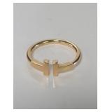 Tiffany and Co. 18k gold T wire ring