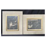 Pair of framed reproduction etchings from the