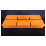 6 empty designer boxes