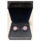 Lot of sterling silver & amethyst earrings