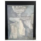 Large signed abstract mixed media on canvas