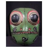 Indonesian carved wood hand painted mask