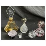 Lot of empty crystal perfume bottles & stoppers
