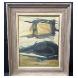 Vintage framed abstract oil on canvas