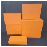 Five designer empty boxes