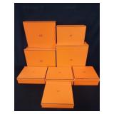 Eight designer empty boxes