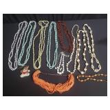 Group of costume jewelry beaded necklaces