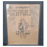 Antique framed New York Journal front page