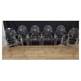 6 Kartell Louis Ghost acrylic arm chairs