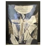 Large signed abstract mixed media on canvas