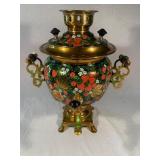 Russian Samovar enameled brass USSR