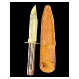 Vintage Japanese hunting knife with leather sheath