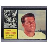 1962 Topps #104 Frank Gifford Football Card.