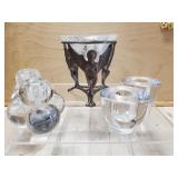 Group of  vintage candle holders.   brass cherub