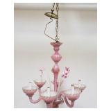 Vintage Venetian pink glass chandelier