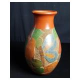 Vintage hand carved terracotta vase