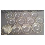 Group of signed gold tone rim and glass plates