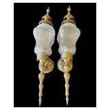 Pair of VTG French style brass & glass sconces