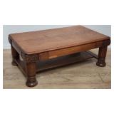 Antique carved tiger oak coffee table