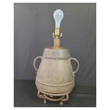 Moroccan style brass and wood churn lamp