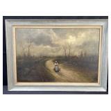 Signed framed antique oil on canvas