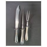 Sterling silver handle 3-piece carving set