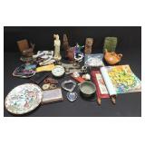 Box of miscellaneous figurines, picture frame,