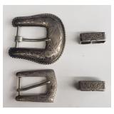 Sterling silver belt buckles and pieces