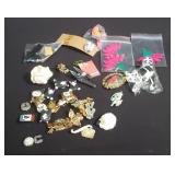 Group of costume jewelry pins