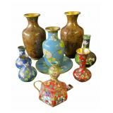 Lot of cloisonne bronze vases