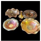 Lot of 5 vintage glass items