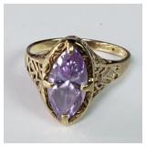 10k gold filigree and tourmaline ring